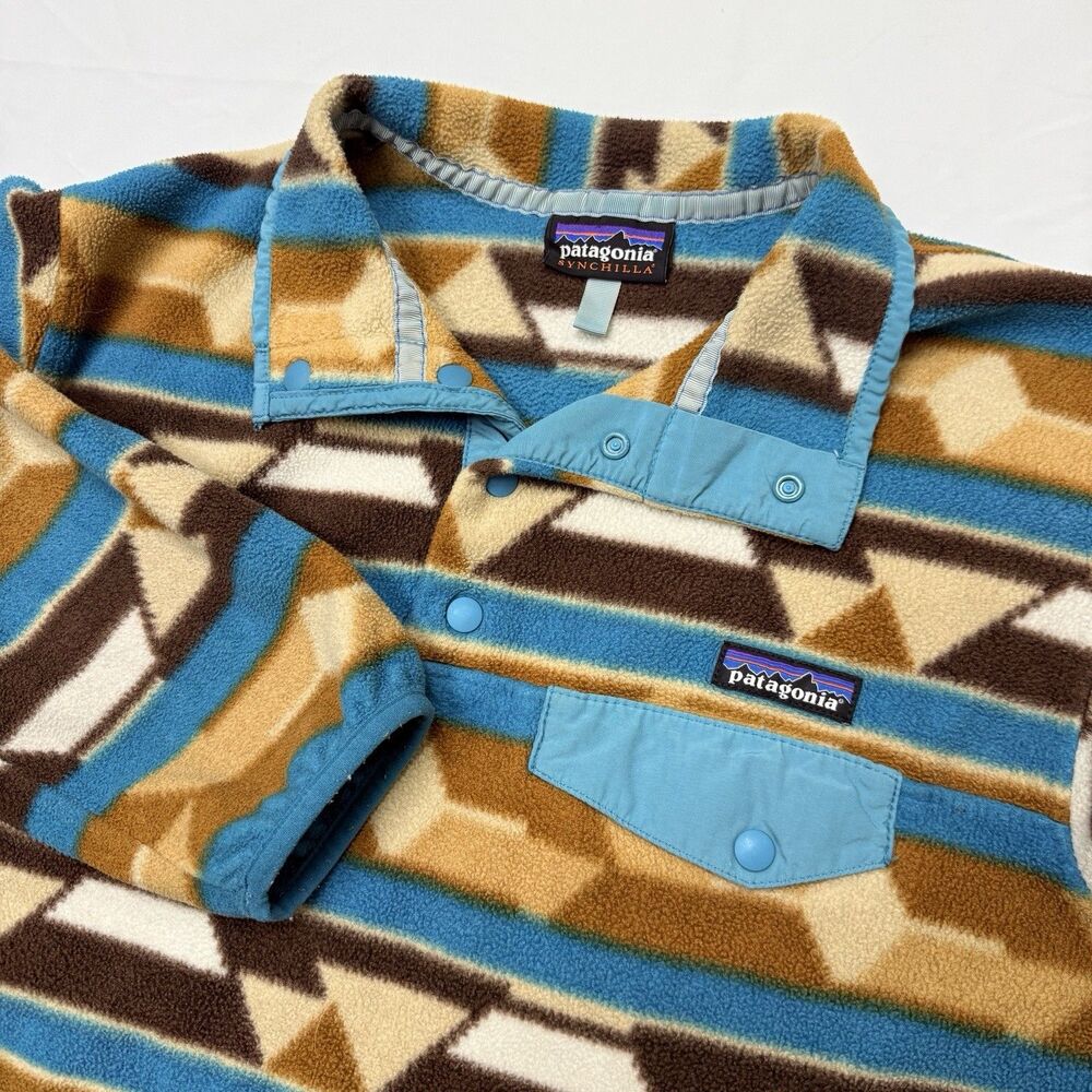 Patagonia Synchilla Snap-T Pullover Guatemalan Tango Bear Brown Aztec Large